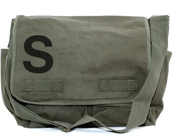 Messenger Bag, Monogrammed Bag, Personalized Bag, Initial Bag, Crossbody Canvas Bag, Personalized Groomsmen Gift, Helvetica, Typography, Men