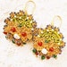 Wedding Jewelry, Bridal Gold Earrings, Gypsy Wedding Earrings, Unique Gift for Bridesmaid, Woodland Earrings Emerald ,Green