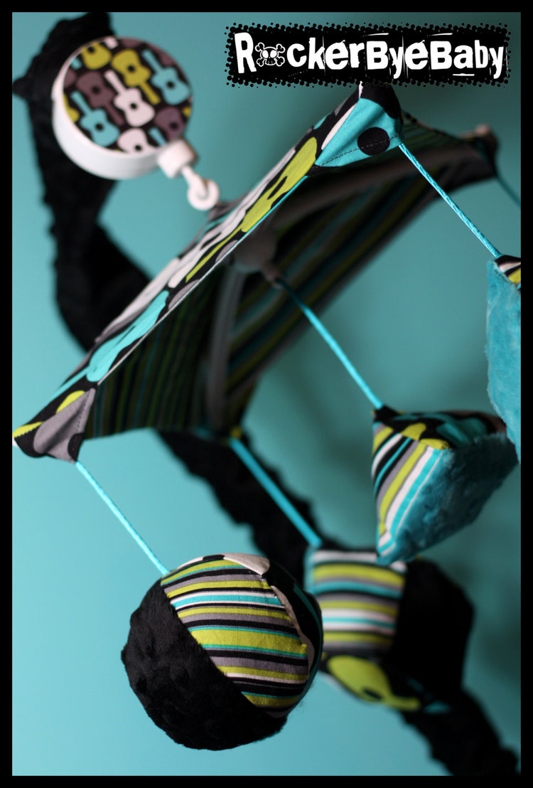 Custom Made Punk Rock Crib Mobile with plus by RockerByeBaby