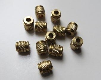5.5mm Brass Cylindrical Metal Beads - Large Hole - 12 pieces