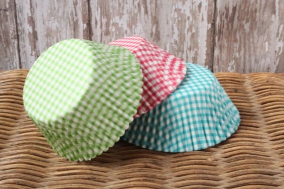 Gingham Cupcake Liners - Set of - Paper Baking Cups - CHecked Il_570xn