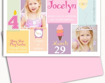 Photo Birthday Invitation/1st Birthday Invitation/Girls Birthday Invitation/Bright Birthday Invitation/Free Background/Print yourself