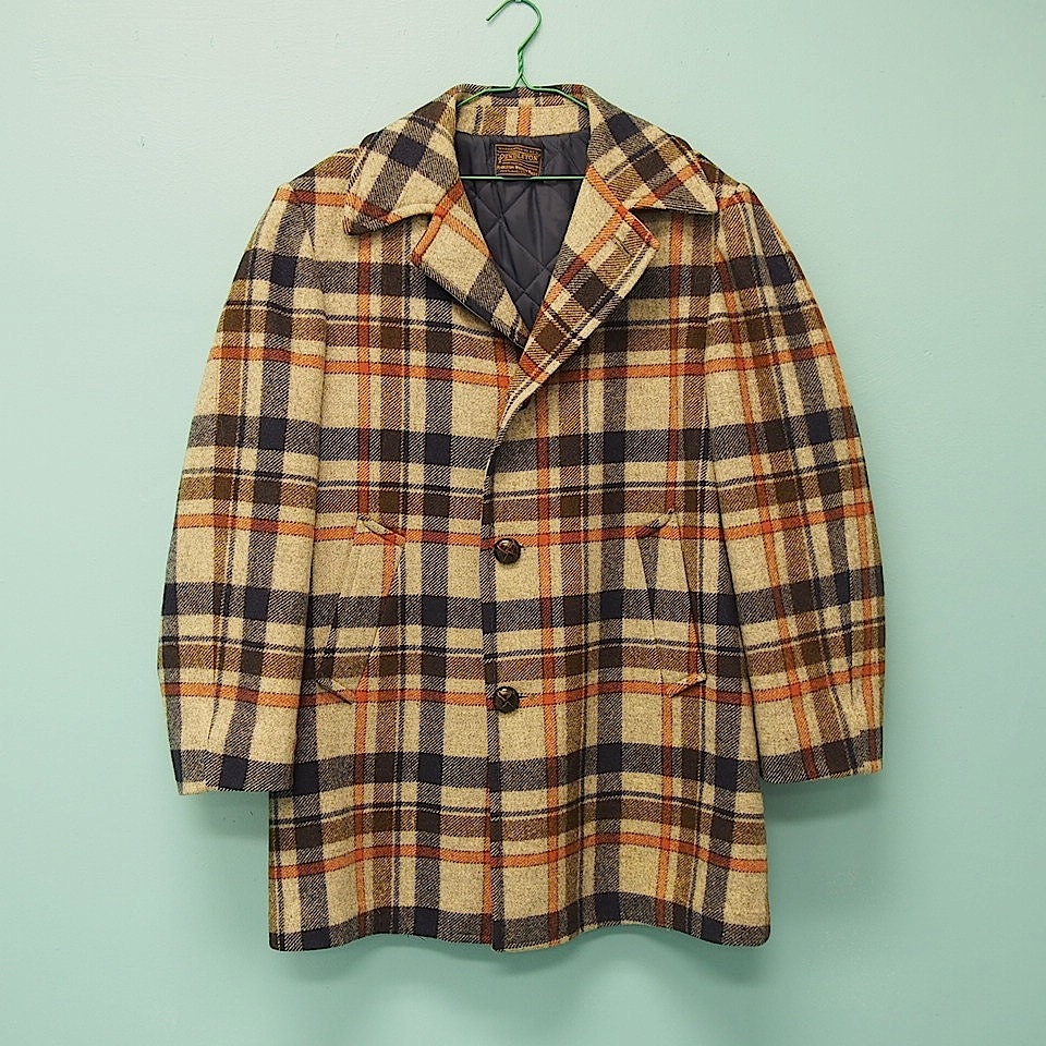 Vintage 50s Mens Wool Plaid Pendleton Coat by WelcomeHomeVintage