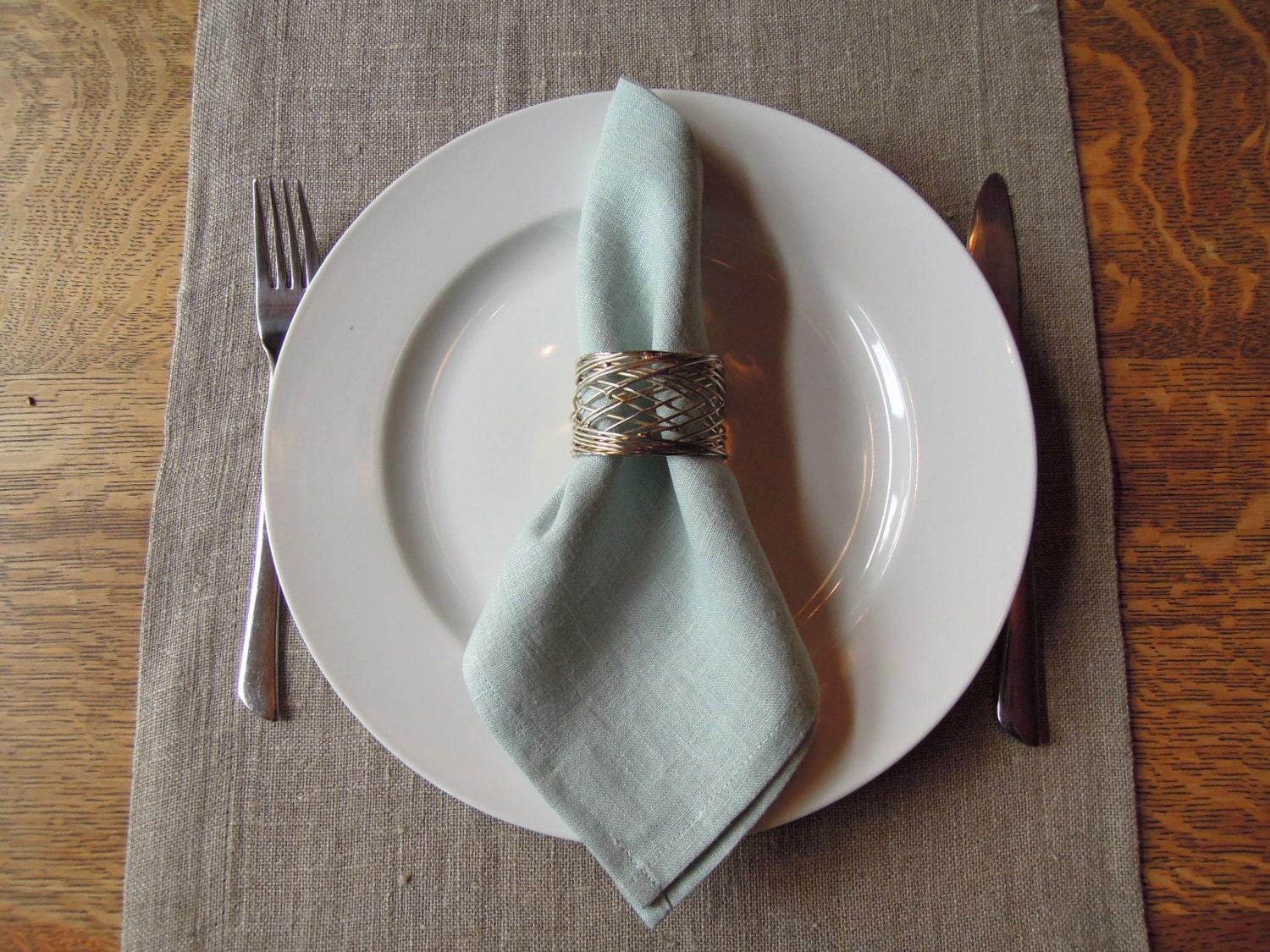 Aqua Linen Napkins 4 Table Linens Natural Flax