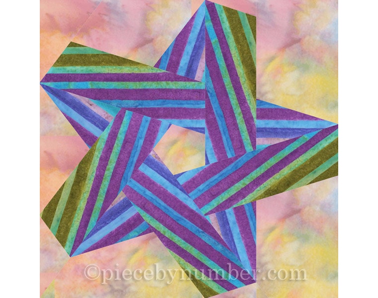 Pentagram Star quilt block pattern paper pieced quilt