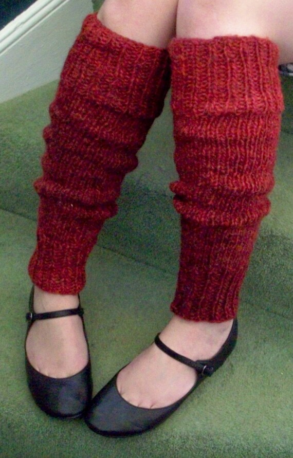 Chunky warm leg warmers wool alpaca mix dark by SpinningStreak