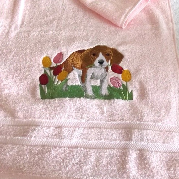 Beagle Dog Embroidered Bath Towel