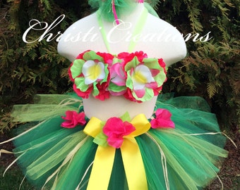 Hawaiian Luau--Baby Girl 1st Birthday Tutu Set--Party Outfit--Costume