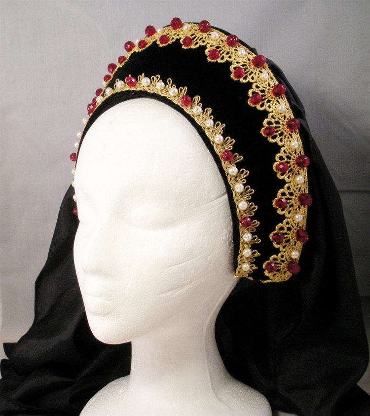 Renaissance French Hood Tudor Headpiece Anne Boleyn by DRAGONPIPES