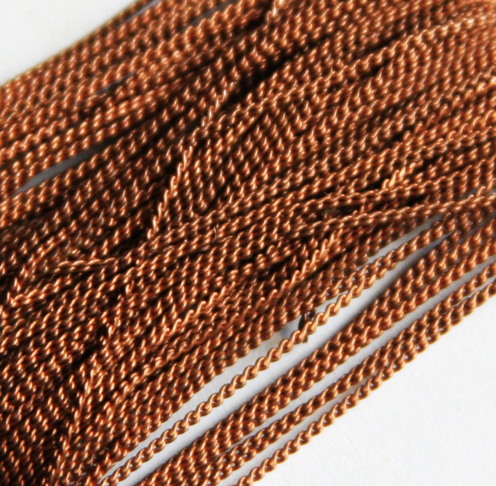 Antique Copper beading chain 1mm 32ft spool