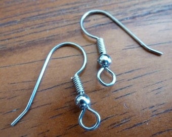 20 Sets of Silver Ball & Coil Ear Wires C9