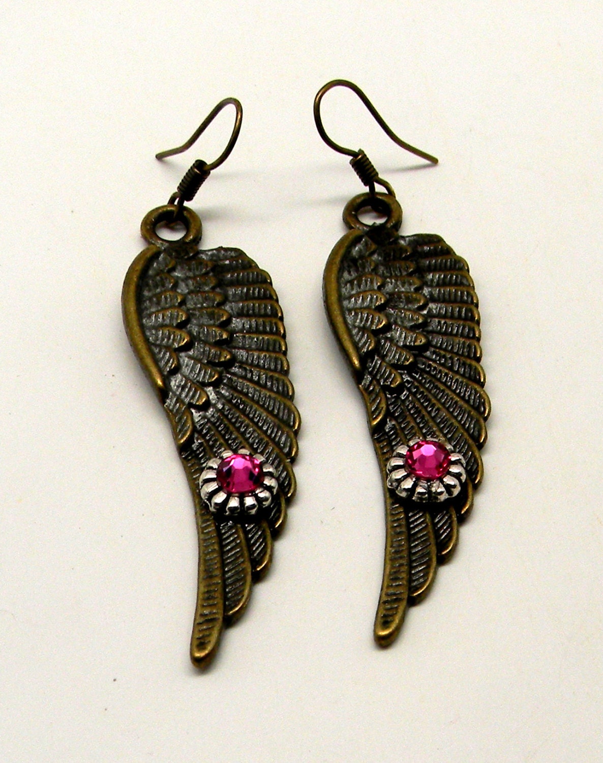 Steampunk earrings. Steampunk jewelry angel wings earrings.