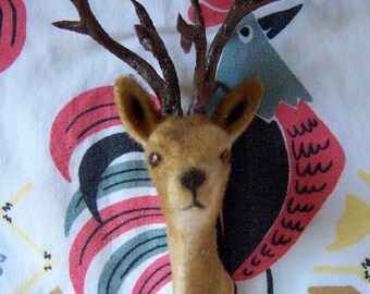 flocked deer head with antlers
