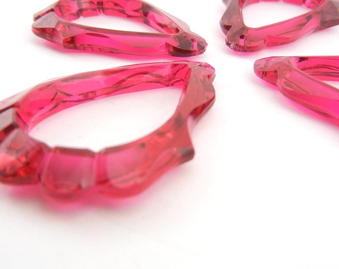 Set of 4 Vintage Fuschia Acrylic Drops