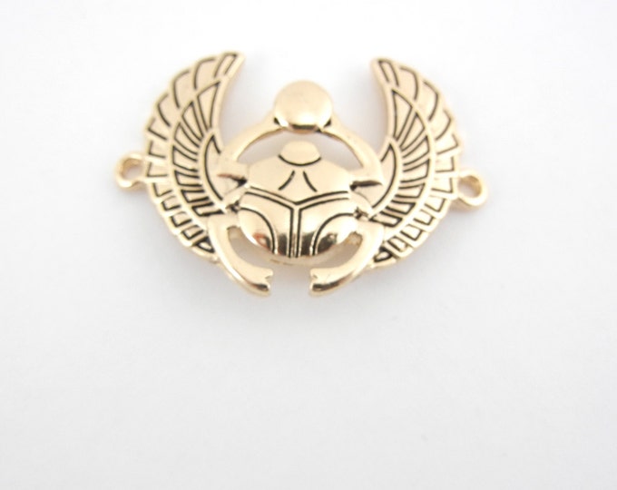 Double Link Gold-tone Scarab Beetle Charm