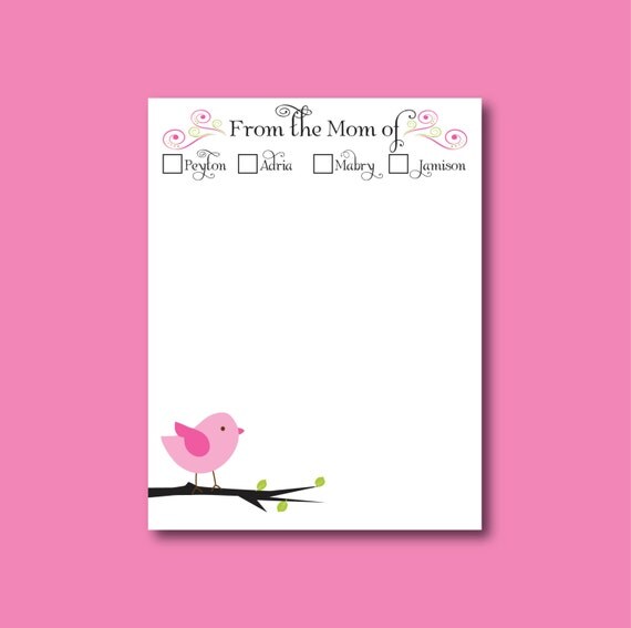 Bird Notepad, from the Mom of notepad, Teacher gift, stocking stuffer Il_570xn