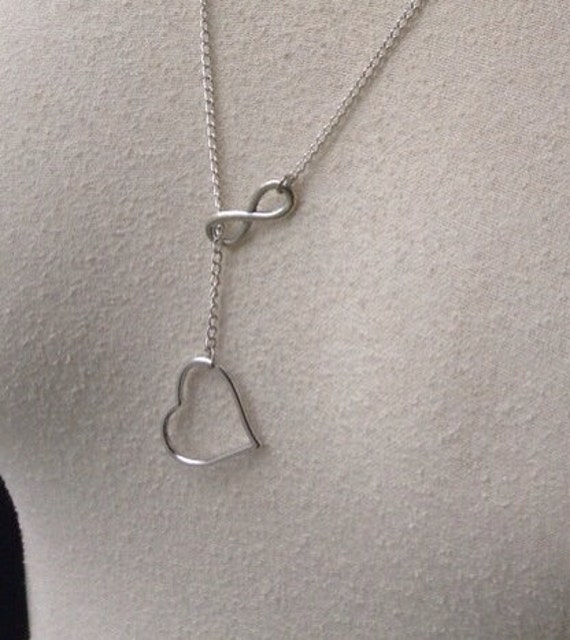 Infinite Love Silver or bronze Lariat Necklace