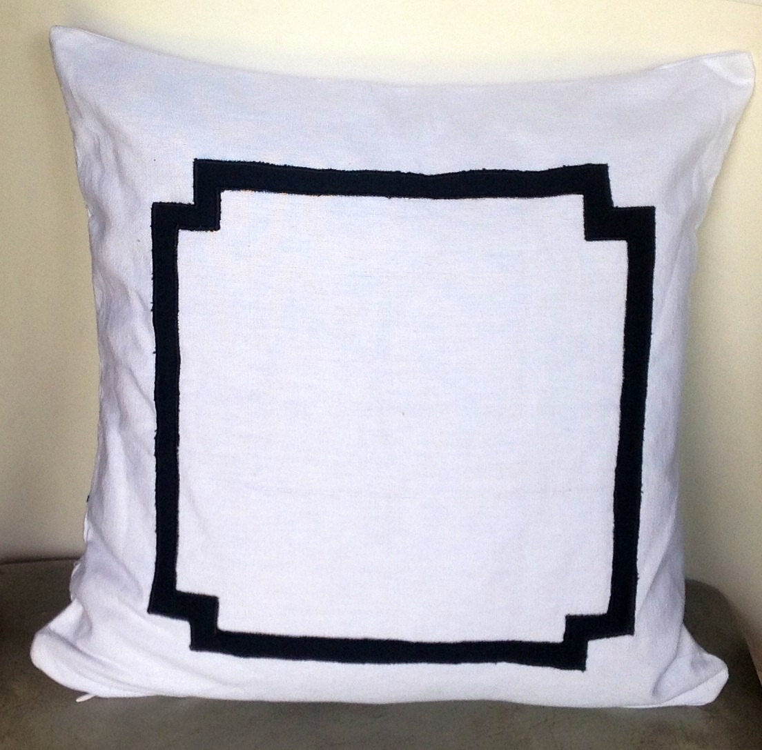 White throw pillows with borders 18 x18 custom by Snazzyliving