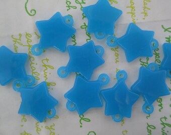 Medium size Star connector pendant 6pcs Jelly SkyBlue 28mm x 21mm