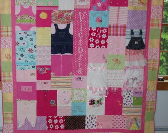 Made to order - TWIN/FULL size quilt made from your baby clothes