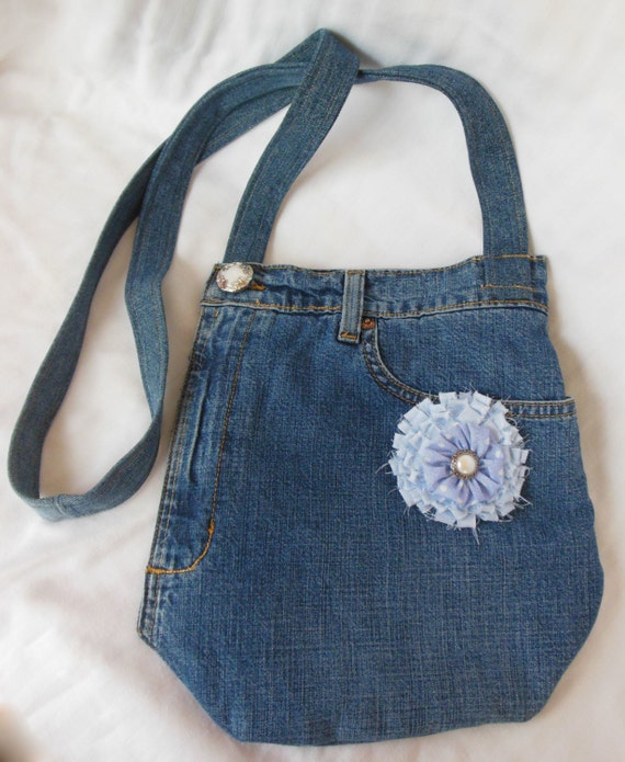 Cross Body Recycled Denim Hip Purse by QuiltingFrenzy on Etsy