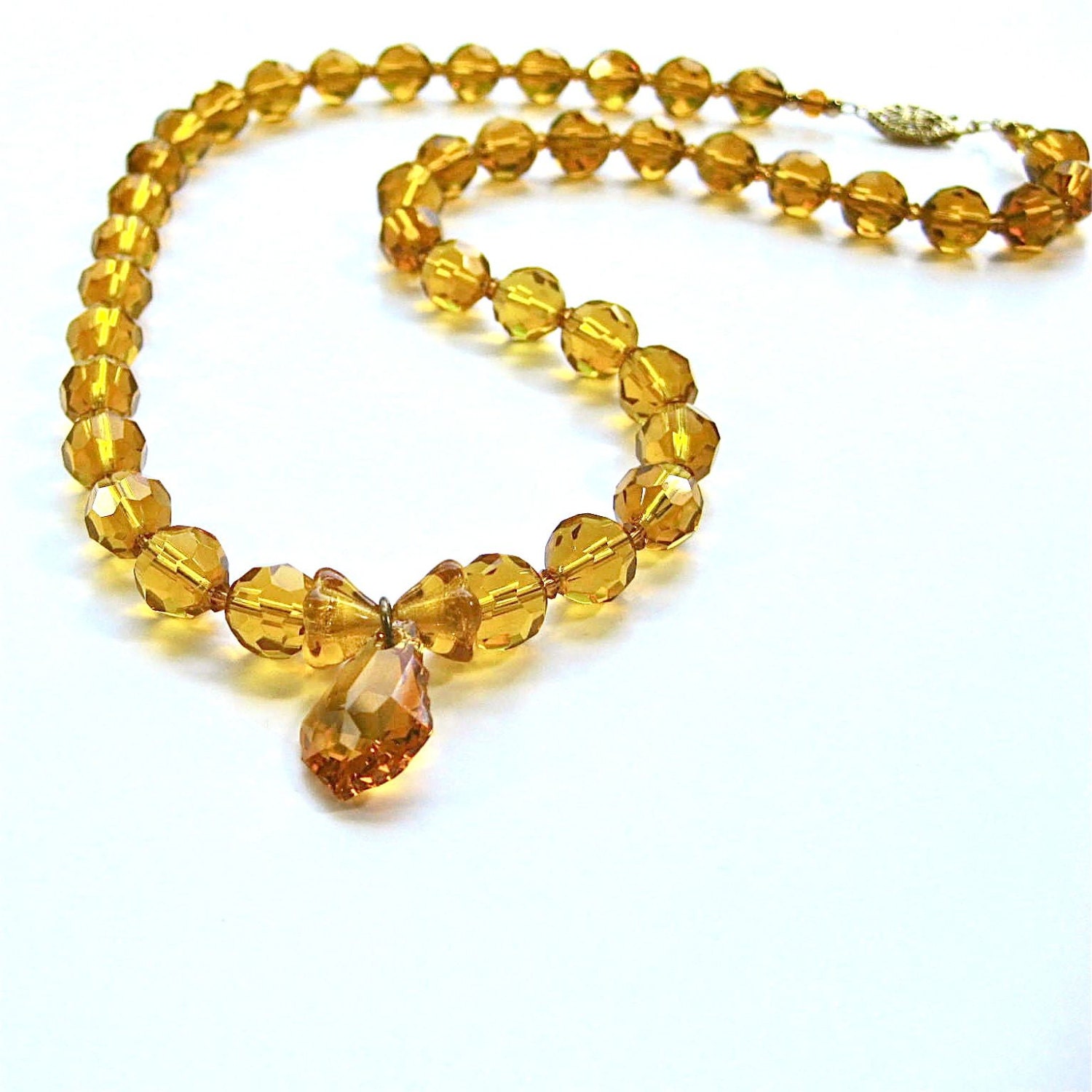 Topaz Crystal Necklace Amber Topaz beaded necklace