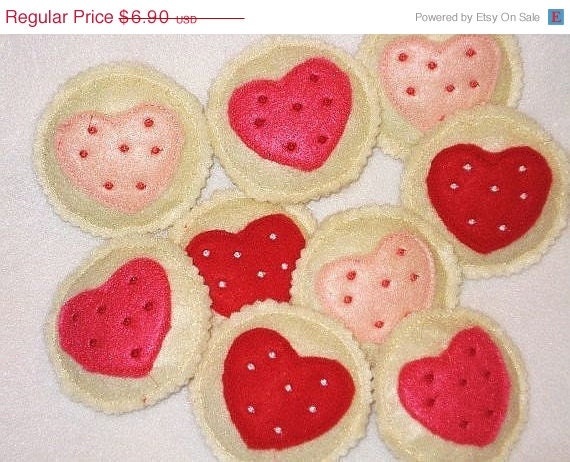 Christmas in July Sale Valentine HEART FELT Pretend Play Cookies Set Of 4 Perfect for Valentines Il_570xn