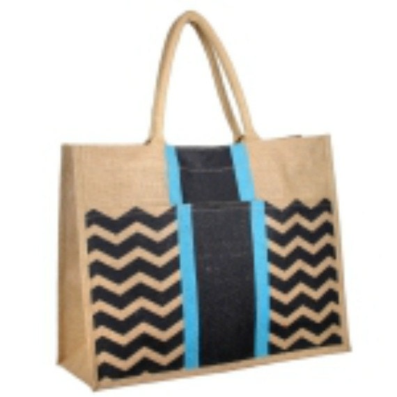 ... Jute Pocket Tote Bag-Monogrammed Tote Bag-Chevron Bag-Navy  Turquoise
