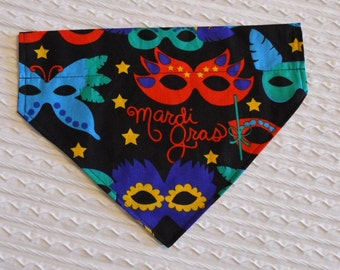 Mardi Gras Dog Bandana L & XL Dog Collar Style