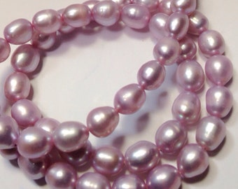 Rice Pearl Oval Pearl Freshwater Pearl lavender purple 6-7mm X 7-9mm--15 inches full strand 45pc #DR3010