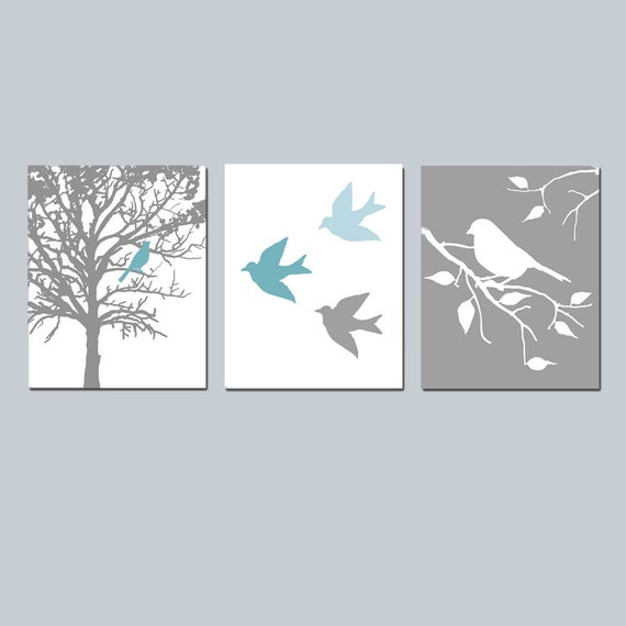Wall Art Modern Bird Trio Set of Three 8x10 Prints