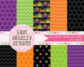 50% OFF SALE Halloween Cupcakes Digital Paper Pack Polka Dots and Chevron Stripes INSTANT Download Il_170x135