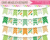 50% OFF SALE St. Patricks Day Bunting Digital Clipart Graphics Orange and Green Banner Flag Clip Art Commercial Use OK Instant Download Il_170x135
