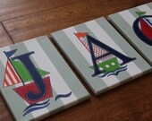 8" x 10" Nautical Baby Sail Boats themed Canvas Art Custom Personalized ...