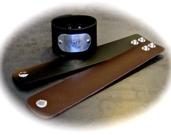 5 Leather Cuff - 1-1/2" Wide Wrist Band Blanks Black or Espresso with Metal Snaps - QTY 5