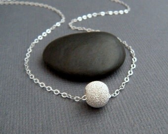 round bead necklace. simple sterling silver necklace. classic minimalist jewelry. dainty everyday necklace gift for her. stardust ball 8 mm