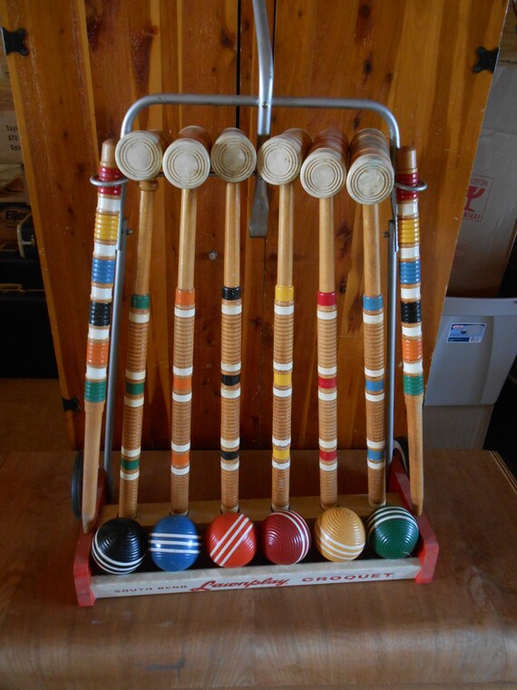 Vintage South Bend Lawnplay Six Player Croquet Set