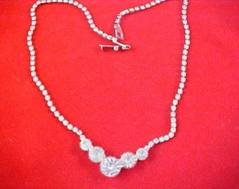 ART DECO Headlights & Chatons Diamante and Silver Plate Necklace