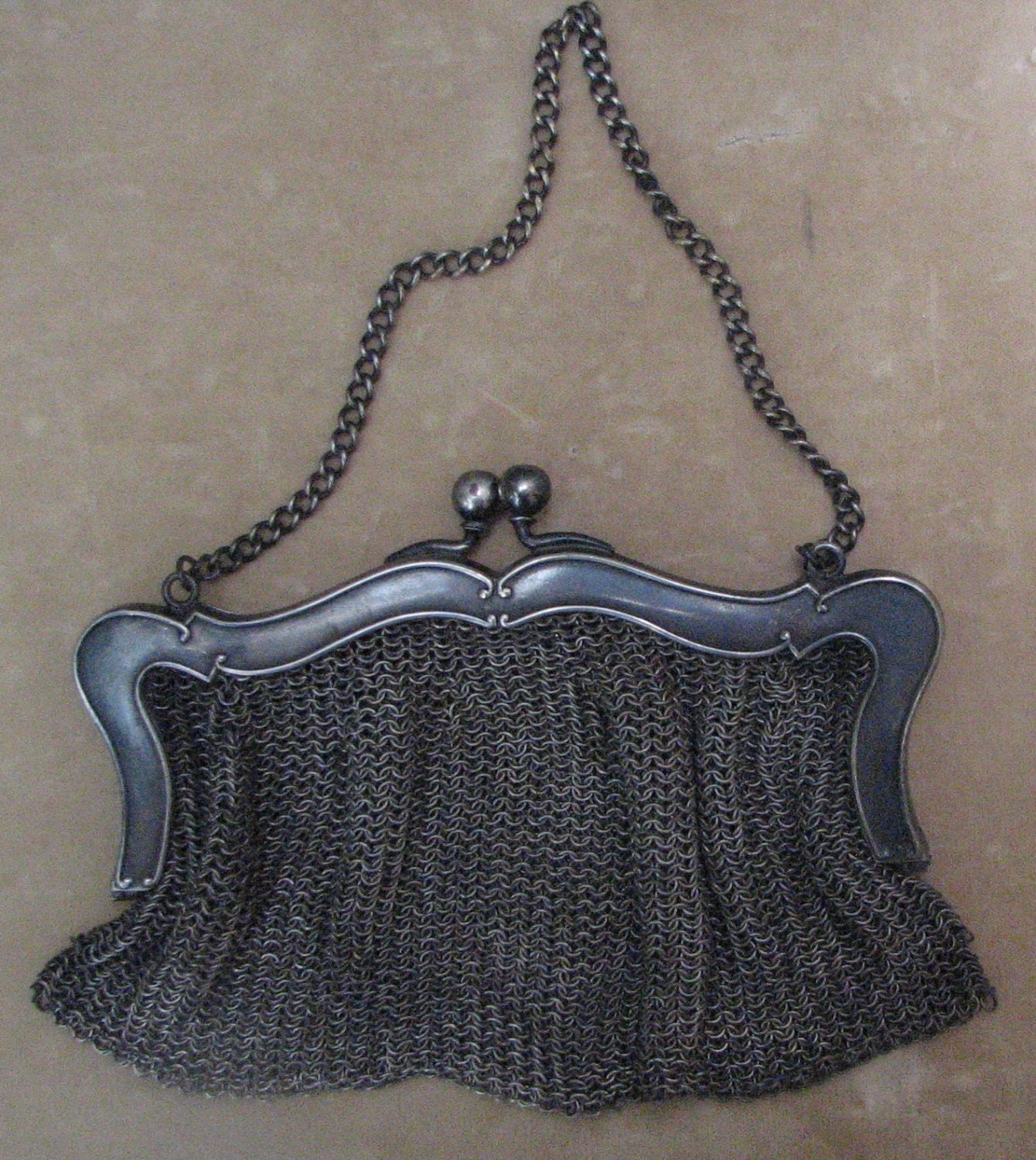 An Antique Chain Link Purse in German Silver W&D