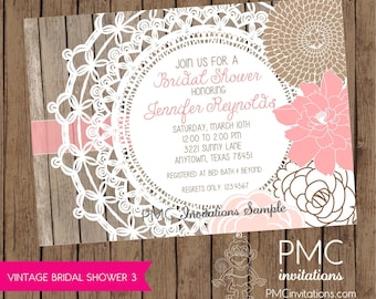 Vintage Shabby Chic Floral Bridal Shower Invitations - 1.00 each with envelope