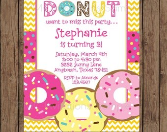 Custom Printed Donut Birthday Invitations - 1.00 each with envelope
