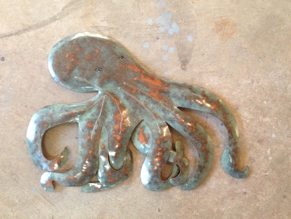 Octopus Metal Art Wall Sculpture Tropical by SallenbachFishArt