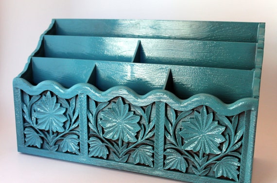 shabby chic upcycled desk organizer turquoise by crimsondesignco shabby chic upcycled desk organizer turquoise by crimsondesignco