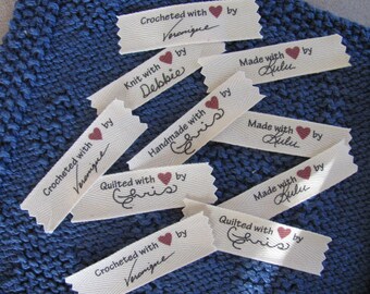 Signature Personalized sew in labels custom crochet labels- Autograph your Handmade items with your signature