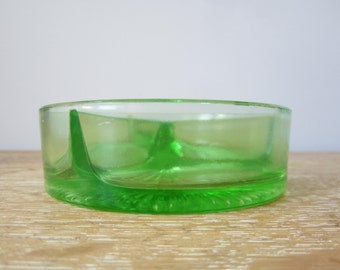 Vintage Green Glass Divided Bowl