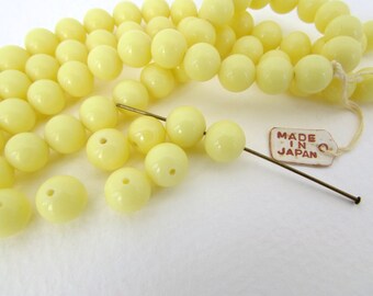Vintage Japanese Beads Yellow Glass Rounds 8mm vgb0804 (10)