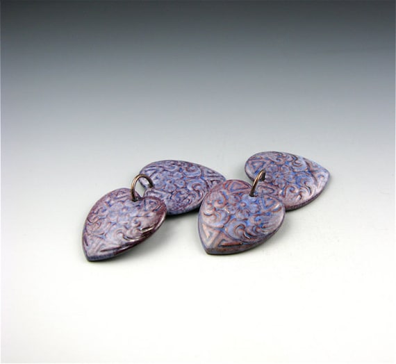 Enameled Etched Hearts