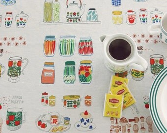 Home Decor Linen - Nordic Shabby Chic Grandma's Kitchen Cooking Decoration Floral Zakka Fabric(1 Panel, 17x55 inches)