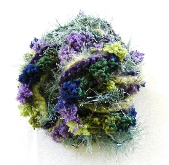 Crochet Long Knotted Skinny Scarf Olive Green by meiguidesigns