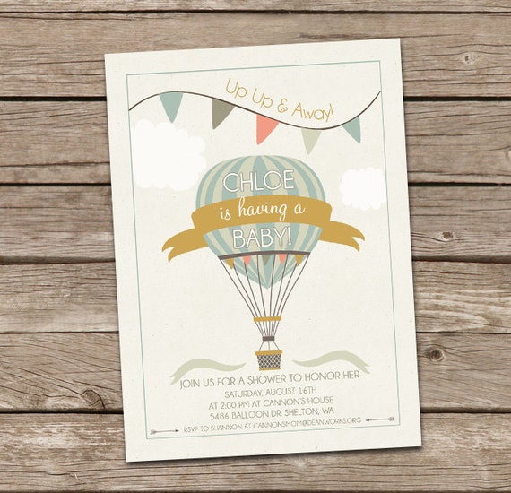 Printable Hot Air Balloon Baby Shower Invitations 5